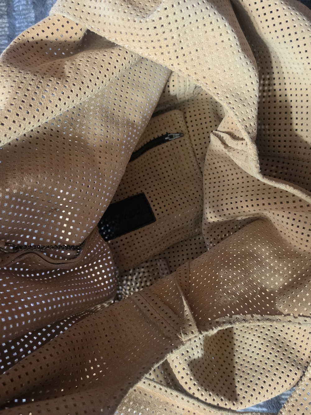 Perforated Beige Tote Bag - Neutral Everyday Carry - Picture 4 of 5
